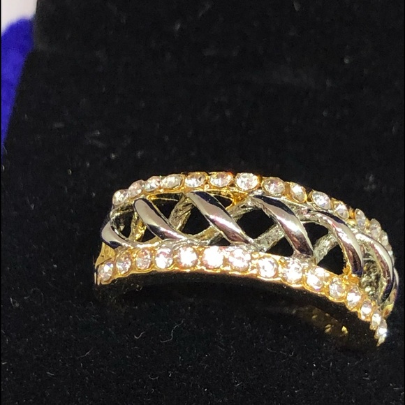 14k Yellow Gold Filled Two Tone CrissCross Ring - Picture 10 of 10